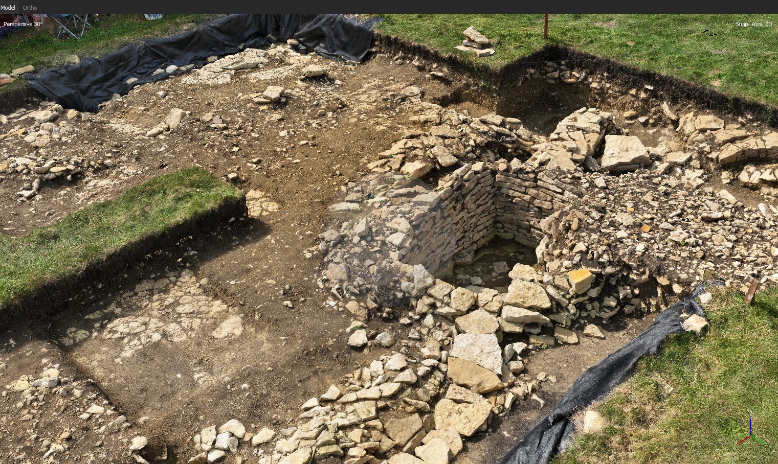 Excavation of stone walls at Siston
